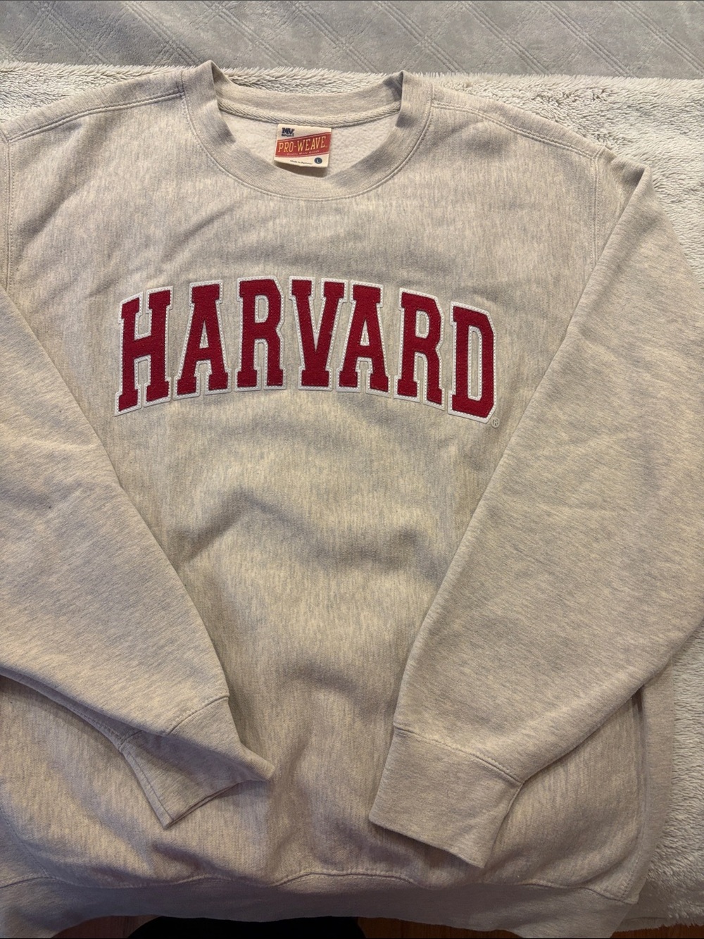 MV Sport Light Gray Crewneck Sweatshirt with Red Harvard Appliqué